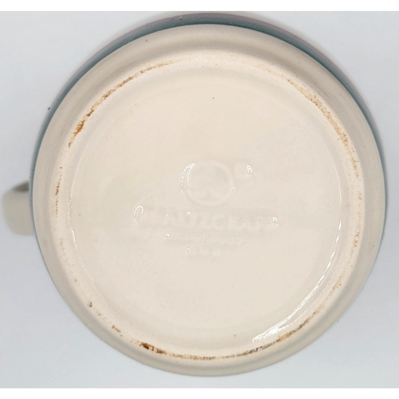 Pfaltzgraff Juniper Large Pitcher 2 Qt Stoneware Cream Teal Plum Band 6 5/8" - Picture 7 of 9